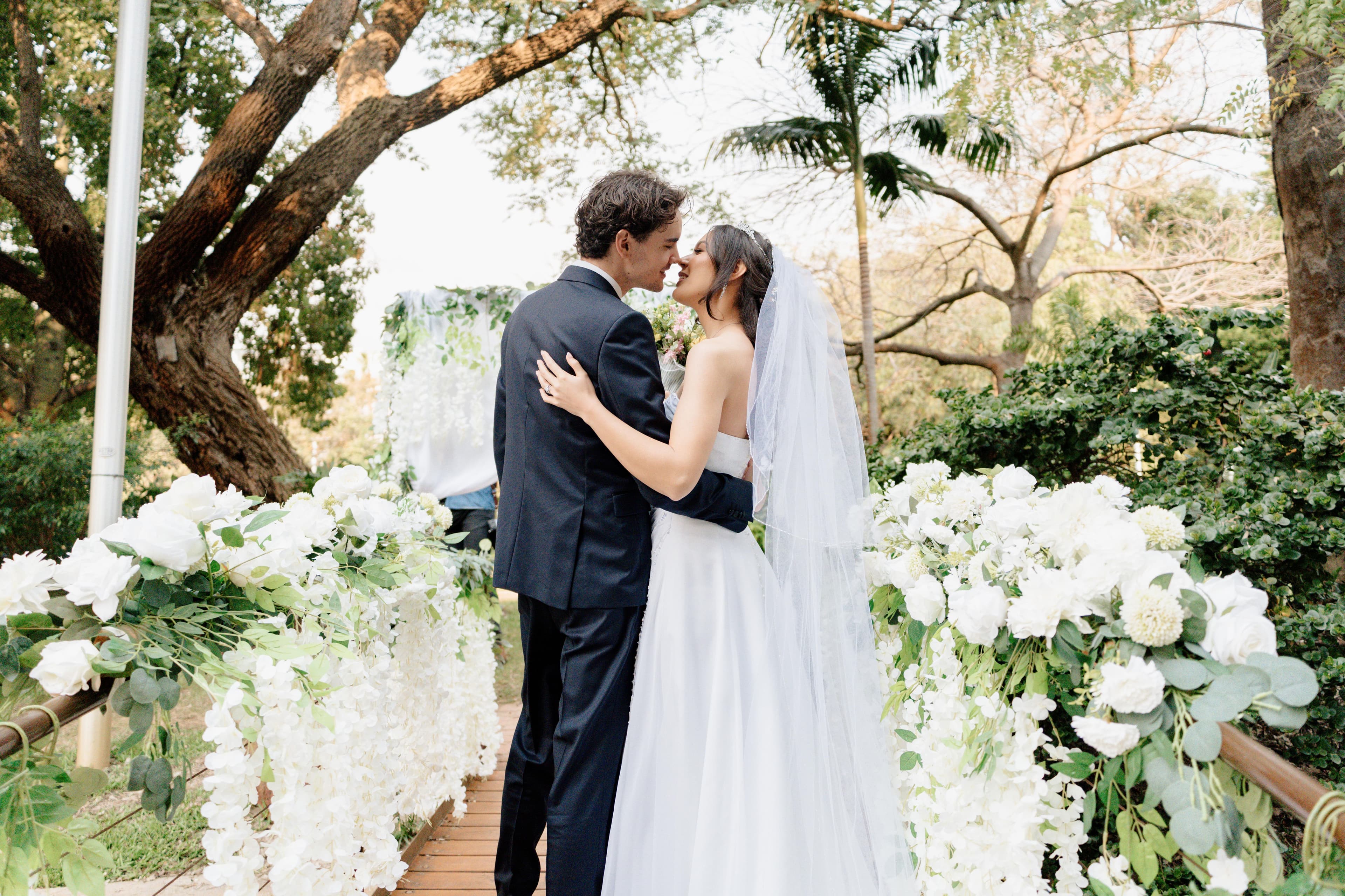 Kissing wedding portrait in Perth